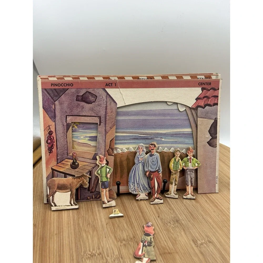 Vtg REMCO Paper Toy Stages With Dolls Heidi,‎ Wizard Of Oz Pinocchio Cinderella
